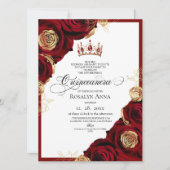 Invitation Roses Or Rouge Princesse Quinceañera  (Devant)