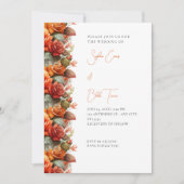 Invitation Roses orange modernes chute Mariage blanc (Devant)