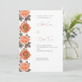 Invitation Roses oranges modernes automne blanc mariage (Debout devant)