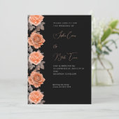 Invitation Roses oranges modernes mariage noir automne (Debout devant)