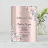 Invitation Roses, Parties scintillant d'argent Rose Gold Ret (Debout devant)
