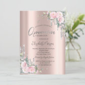 Invitation Roses, Parties scintillant en argent Rose Gold Qui (Debout devant)