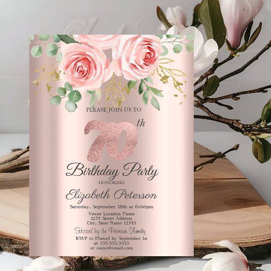 Invitation Roses, Parties scintillant Rose Gold 70e anniversa