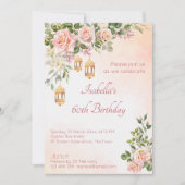 Invitation Roses pastel crème rose avec lanternes marocaines (Devant)