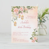 Invitation Roses pastel crème rose avec lanternes marocaines (Debout devant)