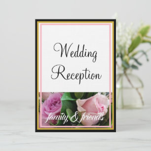 Invitation Roses pastel rose Monogram Famille Amis