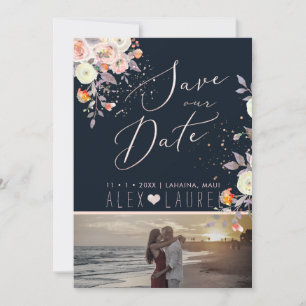 Invitation Roses Peaches+Crème Aquarelle Enregistrer la date