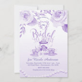 Invitation Roses & Pearls Elégant Mariage Tea Shower Violet (Devant)