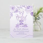 Invitation Roses & Pearls Elégant Mariage Tea Shower Violet (Debout devant)