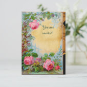 Invitation ROSES PINK & JASMIN Papier à lettres Rsvp (Debout devant)