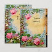 Invitation ROSES PINK & JASMIN Papier à lettres Rsvp (Devant / Derrière)