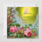 Invitation ROSES PINK & JASMIN , Pierre précieuse jaune (Devant)