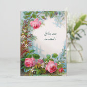 Invitation ROSES PINK & JASMINES Champagne Blanc Métallisé (Debout devant)