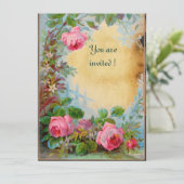 Invitation ROSES PINK & JASMINES parchemin (Debout devant)