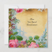 Invitation ROSES PINK & JASMINES rose parchemin vert (Dos)