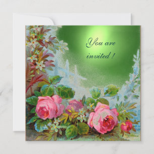 Invitation ROSES PINK & JASMINS  Émeraude Gem Verte