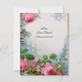Invitation ROSES PINK, JASMINS Fleur Blanche Perle  Papier (Dos)