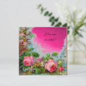 Invitation ROSES PINK & JASMINS, Fuchsia Gem (Debout devant)