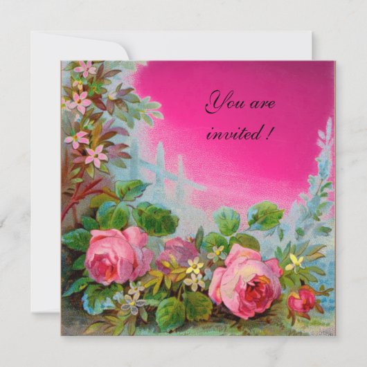 Invitation ROSES PINK & JASMINS, Fuchsia Gem (Devant)