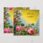 Invitation ROSES PINK & JASMINS gem jaune foncé (Devant / Derrière)