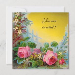 Invitation ROSES PINK & JASMINS gem jaune foncé