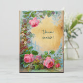 Invitation ROSES PINK & JASMINS parchemin (Debout devant)