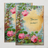 Invitation ROSES PINK & JASMINS parchemin (Devant / Derrière)