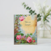 Invitation ROSES PINK & JASMINS parchemin (Debout devant)