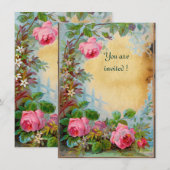 Invitation ROSES PINK & JASMINS parchemin (Devant / Derrière)