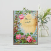 Invitation ROSES PINK & JASMINS parchemin (Debout devant)