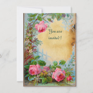 Invitation ROSES PINK & JASMINS parchemin