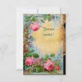 Invitation ROSES PINK & JASMINS Parchemin Rsvp (Devant)