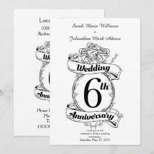 Invitation Roses pour le 6ème anniversaire de mariage