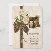 Invitation Roses pour le 70e anniversaire de mariage (Devant)