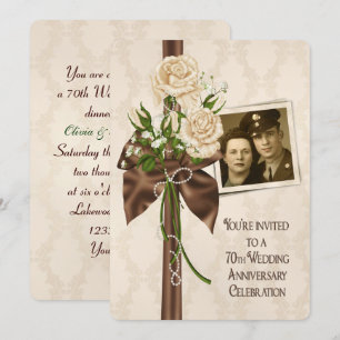 Invitation Roses pour le 70e anniversaire de mariage