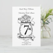 Invitation Roses pour le 7e anniversaire de mariage (Debout devant)