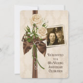 Invitation Roses pour les 60 ans de mariage (Devant)
