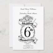 Invitation Roses pour les 6 ans de mariage (Devant)
