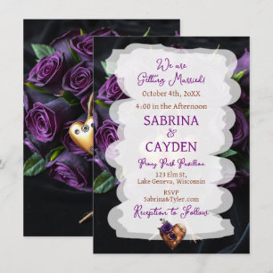 Invitation Roses pourpres, Mariage Steampunk