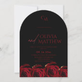 Invitation Roses Red Black Burgundy Wedding (Devant)