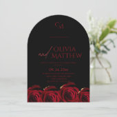 Invitation Roses Red Black Burgundy Wedding (Debout devant)