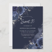 Invitation Roses & Robe Marine & Silver Sweet 16 Party (Devant)