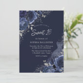 Invitation Roses & Robe Marine & Silver Sweet 16 Party (Debout devant)