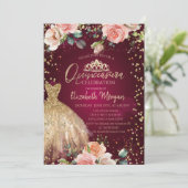 Invitation Roses, Robe Tiara, Diamants Bourgogne Quinceañera (Debout devant)
