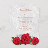 Invitation Roses romantiques & Damask Anniversaire Party (Devant / Derrière)