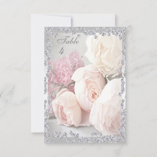 Invitation Roses Romantiques & Diamants (Dos)