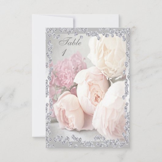 Invitation Roses Romantiques & Diamants (Devant)