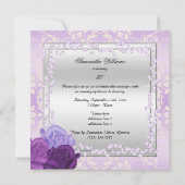 Invitation Roses romantiques, diamants et Damas Fabuleux 50 (Dos)