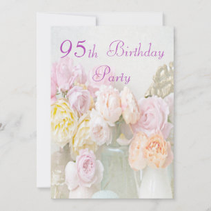 Invitation Roses Romantiques en Pots 95e Fête d'Anniversaire