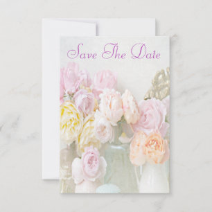 Invitation Roses Romantiques en Pots "Save The Date"